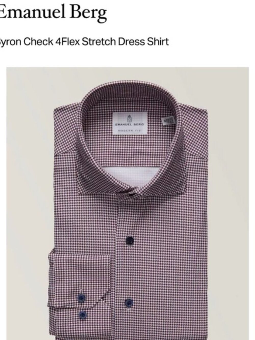 EMANUEL BERG Byron Check 4Flex Stretch Dress Shirt XXL 46 like new